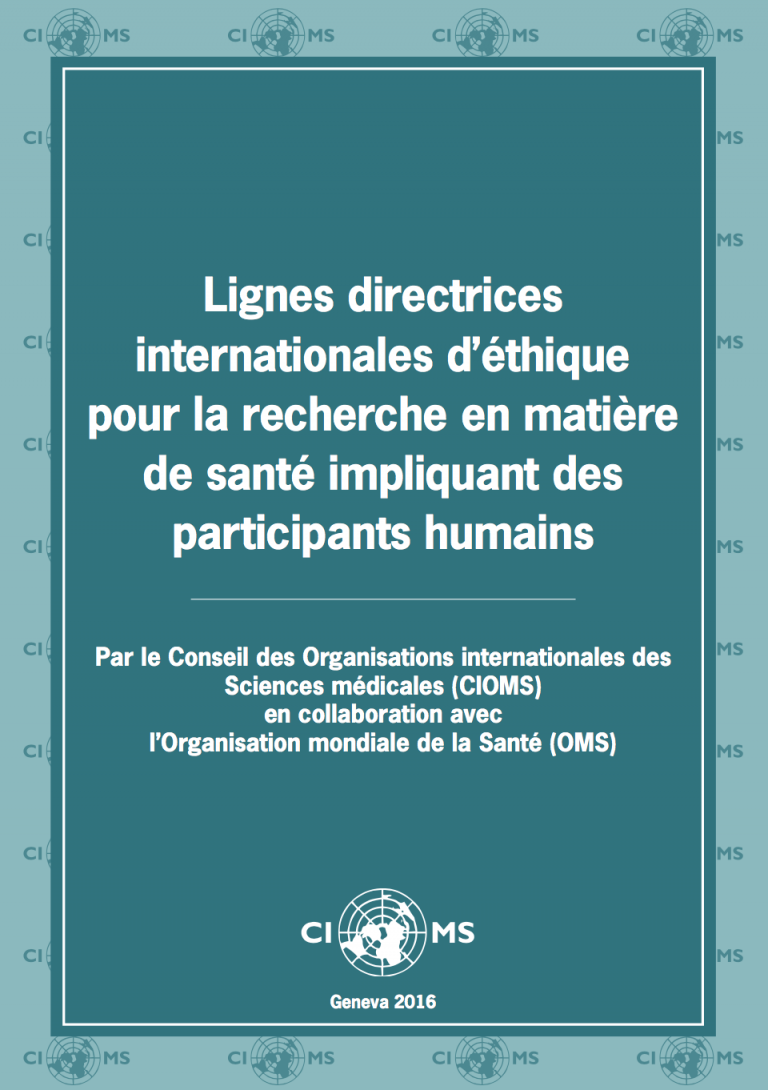 French translation: 2016 International ethical guidelines for health ...