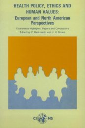 Health Policy, Ethics and Human Values: European and North American Perspectives